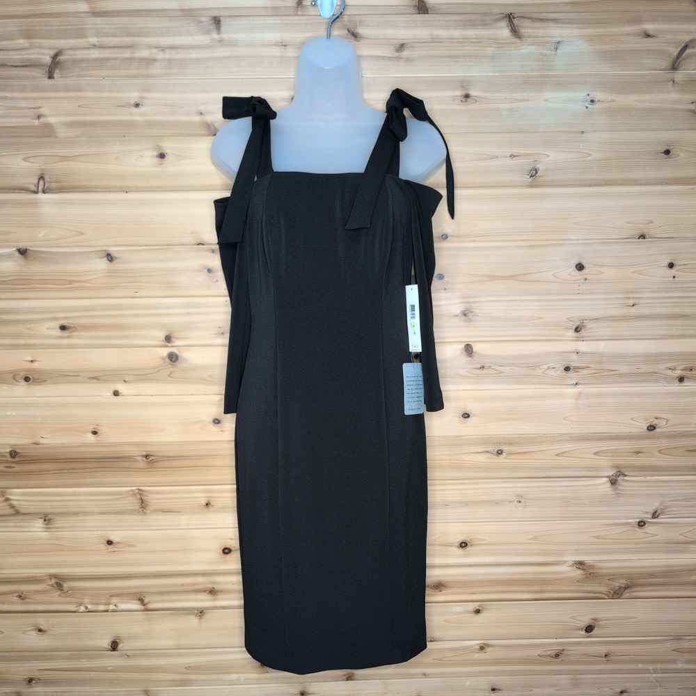 Eliza J Black Cold Shoulder Tie Strap Sheath Dress Womens 4 EJ8M8167 NEW
